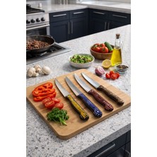 Seymen Bıçakçılık Sürmene 13 cm El Yapımı Sıcak Dövme Mutfak Bıçağı 4’lü Set – Ömür Boyu Garantili