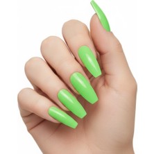 Eda Luxury Beauty 24'lü Yeşil Takma Tırnak Seti Lüks Parlak Extra Uzun Küt Kare Balerin Yapıştırıcılı Fake Nails Set