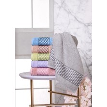 Fiesta Fiyonk Renkli %100 Pamuklu Deluxe Bukle Jakarlı 50X90 6 Lı El Yüz Havlusu