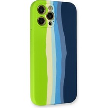 Eternal Trend  iPhone 12 Pro Max Kılıf Ebruli Lansman Silikon - Yeşil-Koyu Yeşil 95421