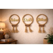 Bhava Lara Bohem Jüt Duvar Süsü Seti – “sabret Dua Et Şükret” Yazılı 3’lü Dekoratif Duvar Aksesuarı, Püsküllü El Yapımı Tasarım