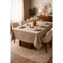 Luna Luxe Home Naturale | Minimal Tasarım Yaprak Desen Masa Örtüsü (160X220CM)