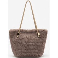 Lume Store El Yapımı Peluş Kumaş Gold Taş Askılı Tote Omuz Çantası Handmade