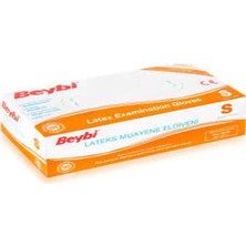 Beybi S (Small) Beden Pudralı Lateks Beyaz 100 Lü Muayene Eldiveni