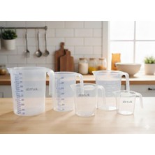 abnturk 5 Adet Dereceli Ölçü Kapları,5 Litre, 3 Litre , 2 Litre , 500  ml Şeffaf
