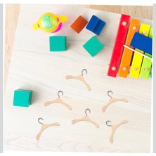 İğne İzi 10 Adet Ahşap Oyuncak Bebek Askısı - 5,5 cm Minyatür Kıyafet Askısı