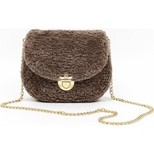 Lume Store El Yapımı Peluş Kumaş Gold Askılı Omuz Çantası Handmade