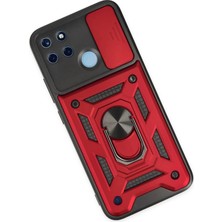 Eternal Trend  Realme C25Y Kılıf Pars Lens Yüzüklü Silikon - Kırmızı 95421