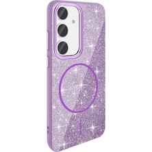 ZM Store Galaxy S23 Fe Uyumlu Kılıf M-Safe Özellikli Parlayan Simli Estetik Okso Kapak