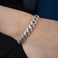 Bir Gümüş Aşkı 925 Ayar Gümüş Özel Üretim Kutu Kilitli Gurmet Model Erkek Bileklik 9 mm