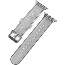Quse Apple Watch Series 10/11 42MM/41MM/40MM/38MM ile Uyumlu Transparan Silikon Kordon, Füme
