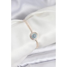 Prativas Gold Renk Nazar Model Zirkon Taşlı Asansörlü Su Yolu Bileklik – PRT3500EB10069