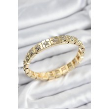 Prativas Pirinç Zirkon Taşlı Yıldız Model Gold Renk Lastikli Kadın Bileklik – PRT3500EB07846