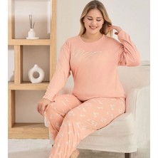 Pijamoni Milan Kumaş Büyük Beden Uzun Kollu Pijama Takımı 7666