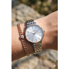 Lee Cooper Zarif ve Şık Kadın Kol Saati | Silver Rose Gold Çelik Kordonlu - Bileklik Hediyeli