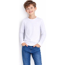 İrem Çocuk Giyim Erkek Çocuk /kız Çocuk Yuvarlak Yaka Düz Beyaz Renk Uzun Kol Badi