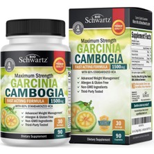 Bioschwartz  Garcinia Cambogia Weight Loss- 1500MG 90 Capsul Hca Pure Extract-Fast Acting Appetite Suppressant-Fat Burner For Women And Men- Carb Blocker Metabolism.