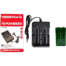 Powerdex PD-150 Pil Şarj Aleti + 2x 3200 Mah 18650 Pil | 26650’YE Kadar Uyumlu – Sadece Lityum Piller Için