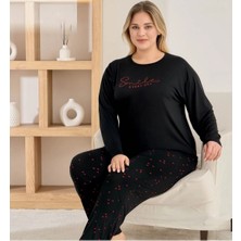 Pijamoni Milan Kumaş Büyük Beden Uzun Kollu Pijama Takımı 7666-46