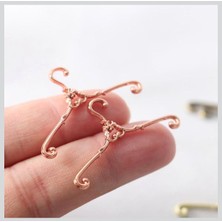 İğne İzi Minyatür Bebek Evi Aksesuarı - 6.5 cm Roze Gold Metal Askı Seti 10 Adet