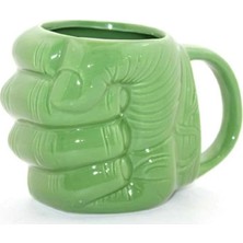 Nirnisa Yeşil Yumruk Tasarımlı Seramik 3D Kupa Bardak Sevgiliye Hediye Kulplu Kahve Çay Bardağı Hulk Mug