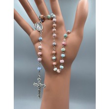 Yada Unique 5 mm Renkli Çek Kristali Katolik Hristiyan Çocuk Rosary Tesbih / Haç Kolye