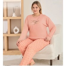 Pijamoni Milan Kumaş Büyük Beden Uzun Kollu Pijama Takımı 7666
