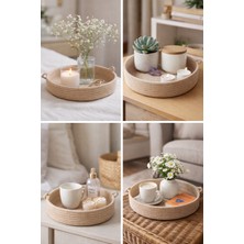 Efuliz Home Bohem Hasır Sunum Tepsisi – Dekoratif Orta Sehpa Organizer