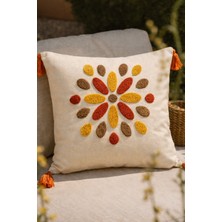Shopyteks Retro Çiçek Motifli Nakışlı Dekoratif Kırlent Kılıfı (Iç Dolgusuz)