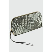 Tkçbj Gri Hasır Desenli Dikdörtgen Deri Cüzdan Tkçbj