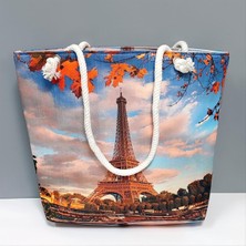 Tkçbj Eyfel Kulesi Desenli Plaj Çantası Tkçbj