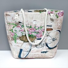 Tkçbj Bisiklet Desenli Plaj Çantası Tkçbj