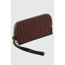 Tkçbj Çizgili Bordo Dikdörtgen Deri Cüzdan Tkçbj