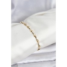 Prativas Pirinç Gold Renk Vıp Seri Kemik Model Zirkon Taşlı Kadın Bileklik - PRT3500EB10231