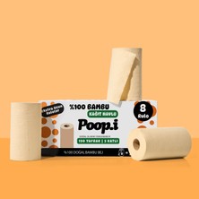 Poop.i %100 Ağartılmamış Bambu "MEGA RULO" 8 Kağıt Havlu Naked Doğal Bej
