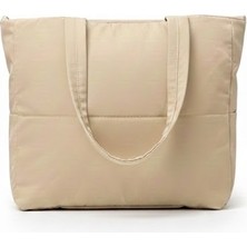 Heybe Shop Kadın Şık ve Geniş Hacimli Yumuşak Kapitone Puf Kumaş Tote Çanta
