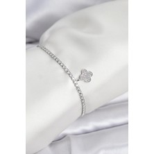 Prativas Yonca Model Zirkon Taşlı Gümüş Renk Asansörlü Su Yolu Bileklik – PRT3500EB10074