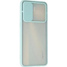 Eternal Trend  Oppo Reno 4 Lite Kılıf Palm Buzlu Kamera Sürgülü Silikon - Turkuaz 95421