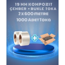 Dalpak Ambalaj 19 mm Beyaz Kompozit Lifli Çember 2'li ve Bukle Toka