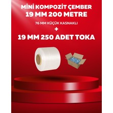Dalpak Ambalaj 19 mm Beyaz Lifli Mini Kompozit Çember 200 Metre ve Bukle Toka ( 250 Adet )