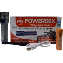Powerdex PD-6007 Profesyonel El Feneri | 8W – 2200 Mah – Zoomlu – Metal Kasa – Micro-Usb Şarjlı