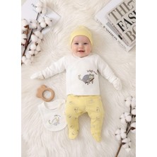 Miniday Baby 5'li Set Yenidoğan Baskılı Kız - Erkek Bebek Hastane Çıkış Seti % 100 Pamuklu Unisex Basıc Rakula