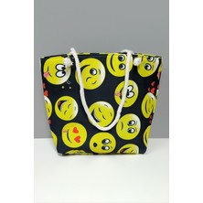Tkçbj Emoji Desenli Plaj Çantası Tkçbj
