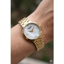 Lee Cooper 30MM, Altın Renk Çelik Kordonlu Zarif Kadın Kol Saati