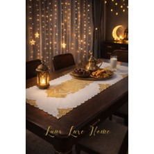 Luna Luxe Home Sahar | Ramazan Özel Tasarım Dantel Desen Premium Dijital Baskı Runner (Sunum/sahur/iftar Sofrası)