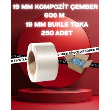 Dalpak Ambalaj 19 mm Beyaz Kompozit Lifli Çember 600 Metre ve Bukle Toka ( 250 Adet )