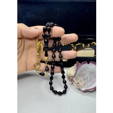 İskenderun Tesbih Iskenderun Tespih Gözyaşı Damla Model Oltu Gibi Siyah Sıkma Kehribar Tesbih