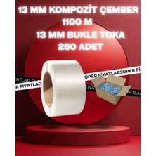 13 mm Beyaz Kompozit Lifli Çember 1100 Metre ve Bukle Toka ( 250 Adet )