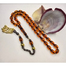 İskenderun Tesbih Iskenderun Tespih Ağır Pirinç Püsküllü Eskitme Model Ateş Kehribar Tesbih