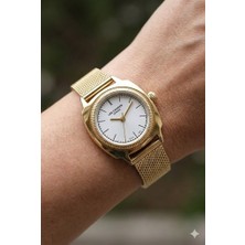 Lee Cooper Modern ve Şık Kadın Kol Saati | Altın Renk Paslanmaz Hasır Çelik Kordon, 27MM